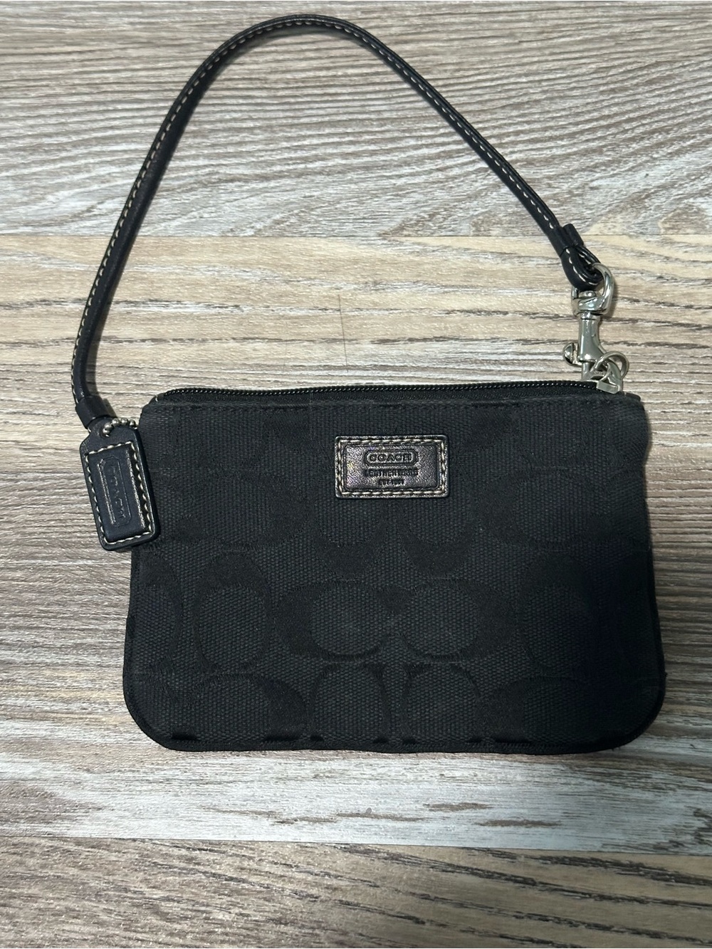 Coach Black Signature Canvas Wristlet with Detachable Strap